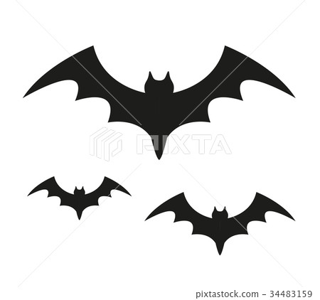 Bat black silhouette icon. Isolated on white 34483159