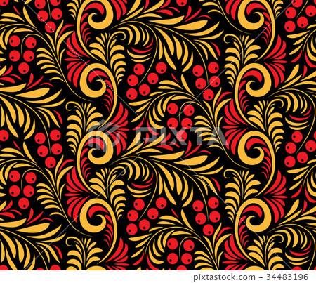 Seamless of traditional Russian folk painting. 34483196