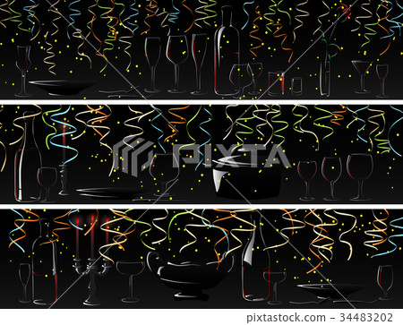 Banner of dinner by candlelight? bright confetti. 34483202