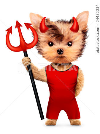 Funny animal Devil. Halloween and Evil concept Funny animal Devil. Halloween and Evil concept 34483334