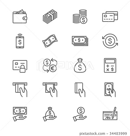 Money thin icons Money thin icons 34483999