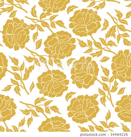 Seamless floral pattern with peonies 34484226