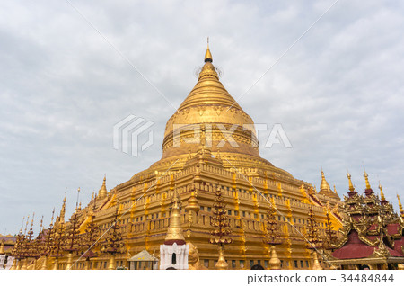 Golden Pagoda on hill in Burma's capital 34484844