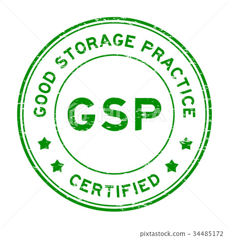 Grunge green GSP certified round rubber stamp 34485172