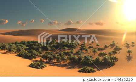 Great view on Sahara desert at sunset 3d rendering 34485230