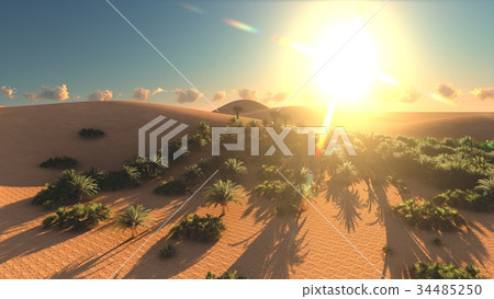 Amazing point of view on Sahara desert at sundown 34485250