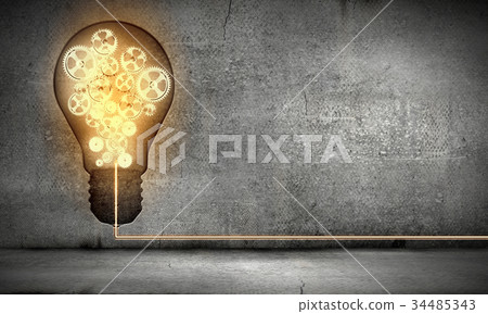 Light bulb with cogwheels 34485343