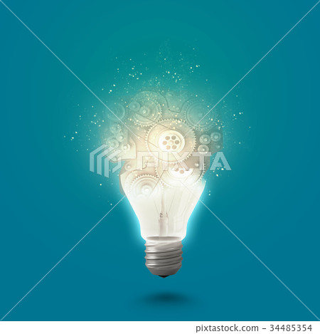 Light bulb with cogwheels 34485354