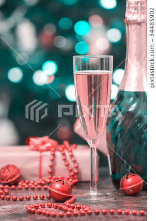 champagne glass and bottle 34485902