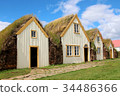 Typical Icelandic turf house in Glaumbaer, Iceland 34486366
