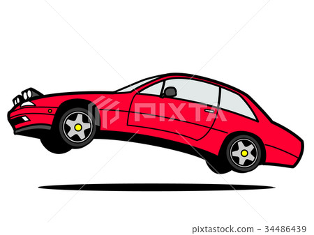 Italian 4 Seater Coupe Jump Red Car Illustration 34486439
