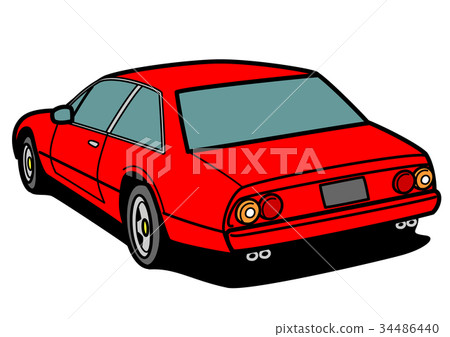 Italian 4 seater coupe rear view red car illustration Italian 4 seater coupe rear view red car illustration 34486440