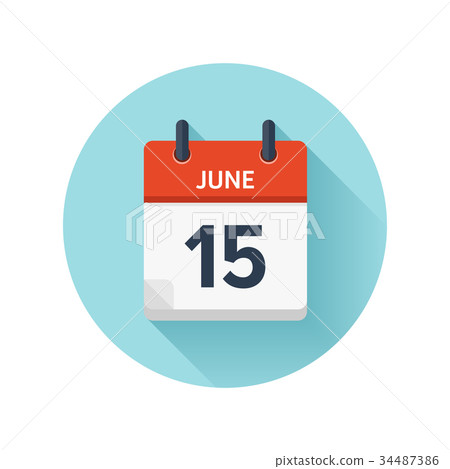 June 15. Vector flat daily calendar icon. Date and June 15. Vector flat daily calendar icon. Date and 34487386