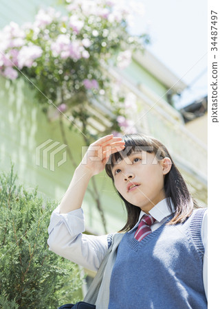 High school girl attending school 34487497