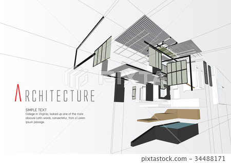An exploded view of a building 34488171