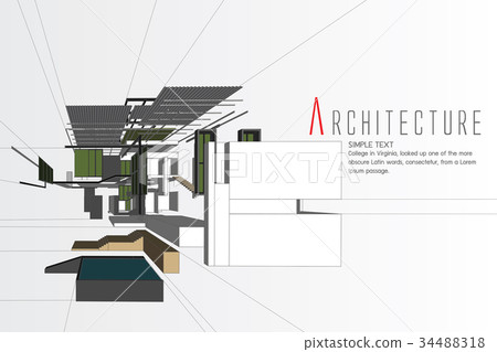 An exploded view of a building 34488318
