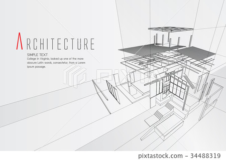 An exploded view of a building 34488319
