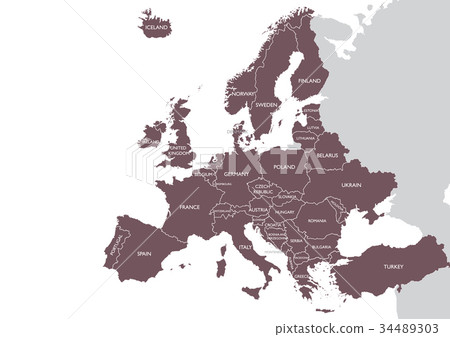 Europe detailed map with name 34489303