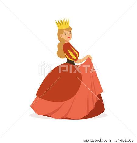 Beautiful majestic queen or princess in red dress 34491105