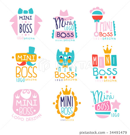 Mini boss logo original design colorful hand drawn 34491479