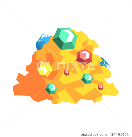 Pile of gold and precious stones, mining industry 34491491