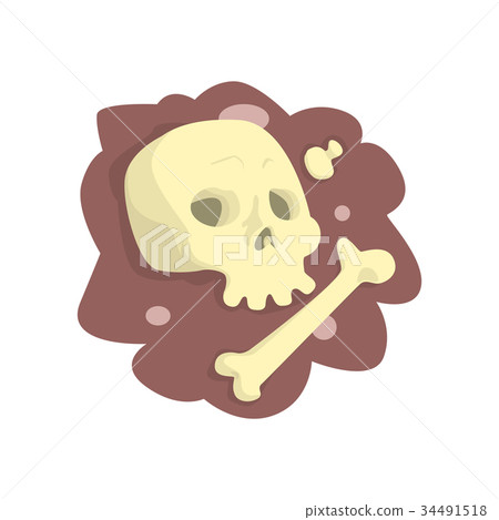 Skull and bones lying in the ground cartoon vector Skull and bones lying in the ground cartoon vector 34491518