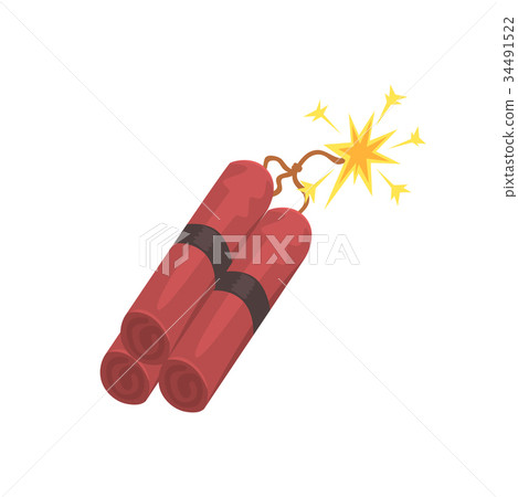 Dynamite bomb explosion with burning wick, mining Dynamite bomb explosion with burning wick, mining 34491522