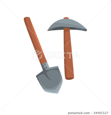 Shovel and pickaxe tools, mining industry 34491527