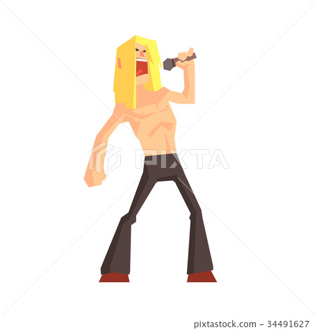 Rockstar singer man character cartoon vector 34491627