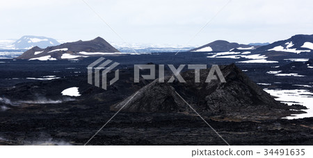 Lavas field in the geothermal valley 34491635