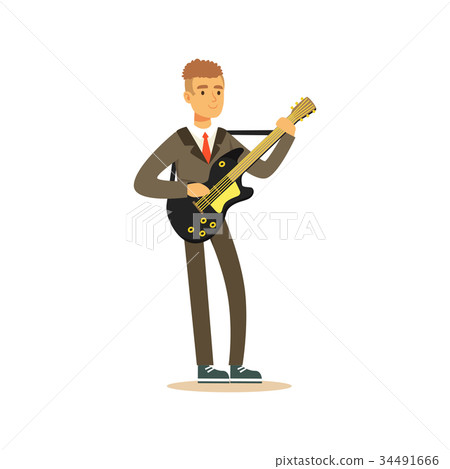 Male musician wearing a classic suit playing 34491666