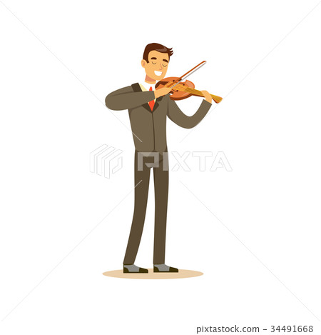 Male musician wearing a classic suit playing 34491668