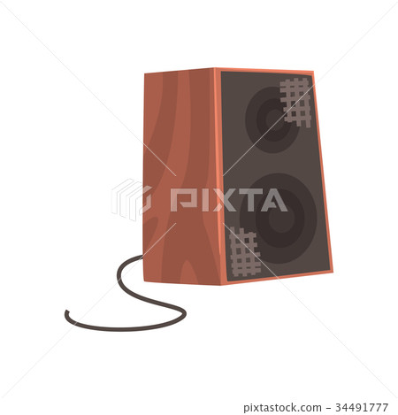 Wooden audio speaker, musical equipment cartoon Wooden audio speaker, musical equipment cartoon 34491777