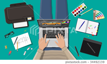 Workplace of freelance designer 34492139