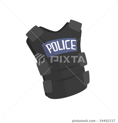Police flak jacket or bulletproof vest cartoon 34492537