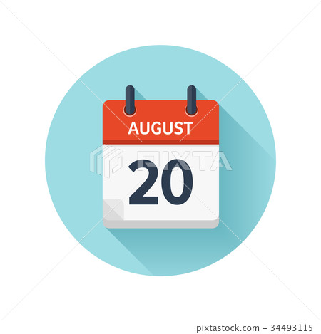 August 20. Vector flat daily calendar icon. Date August 20. Vector flat daily calendar icon. Date 34493115