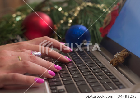 Winter holidays. Congratulation and chatting Winter holidays. Congratulation and chatting 34493253