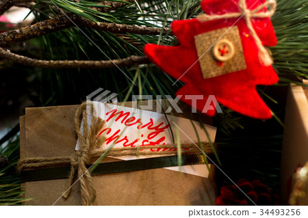 Festive background of Christmas presents 34493256