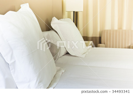 Prepared fresh bed, scene in hotel room 34493341