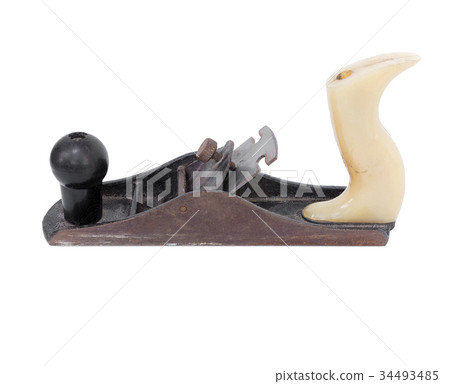 Old iron hand plane isolated on white background 34493485