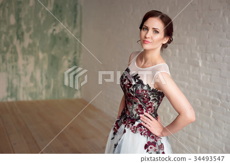 Portrait of Beautiful luxurious female model with Portrait of Beautiful luxurious female model with 34493547