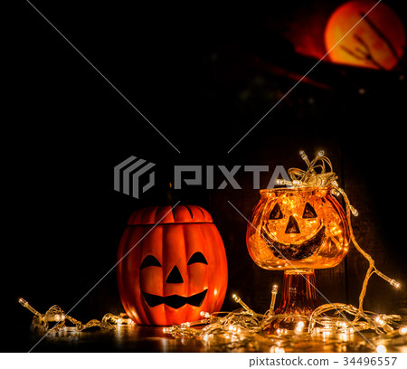 Halloween party decoration in the dark night 34496557