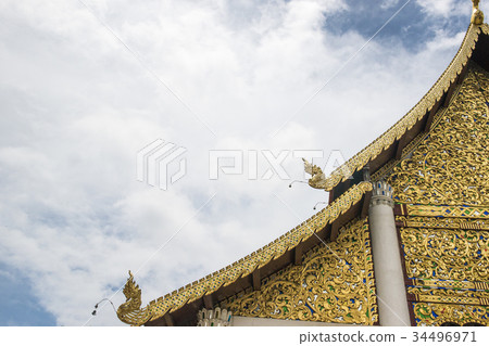 Northern Thailand traditional style temple roof 34496971