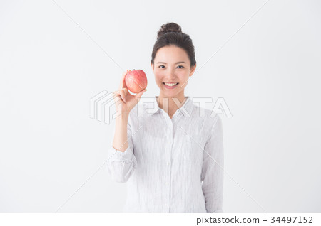 A woman with an apple A woman with an apple 34497152