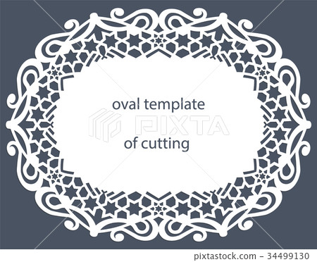 Greeting card with decorative oval border, doily Greeting card with decorative oval border, doily 34499130