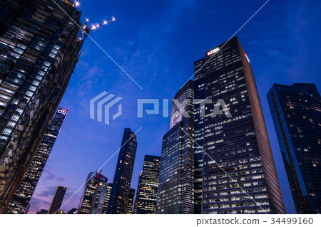 group of financial building in singapore city 34499160