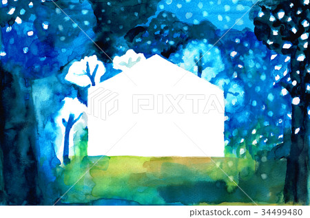 Snowy night and my home 34499480