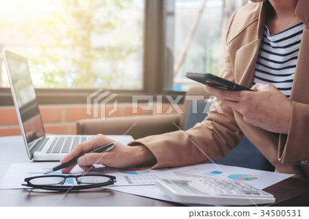 Business Financing Accounting Banking Concept, businesswoman usi 34500531