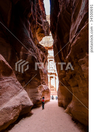 El Khasneh  seen from the Canyon al-Siq, Petra 34500691