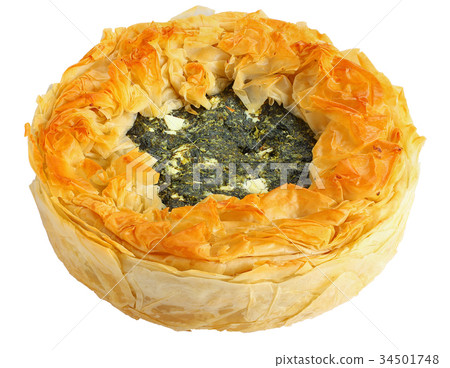 spanakopita pie isolated on white background 34501748